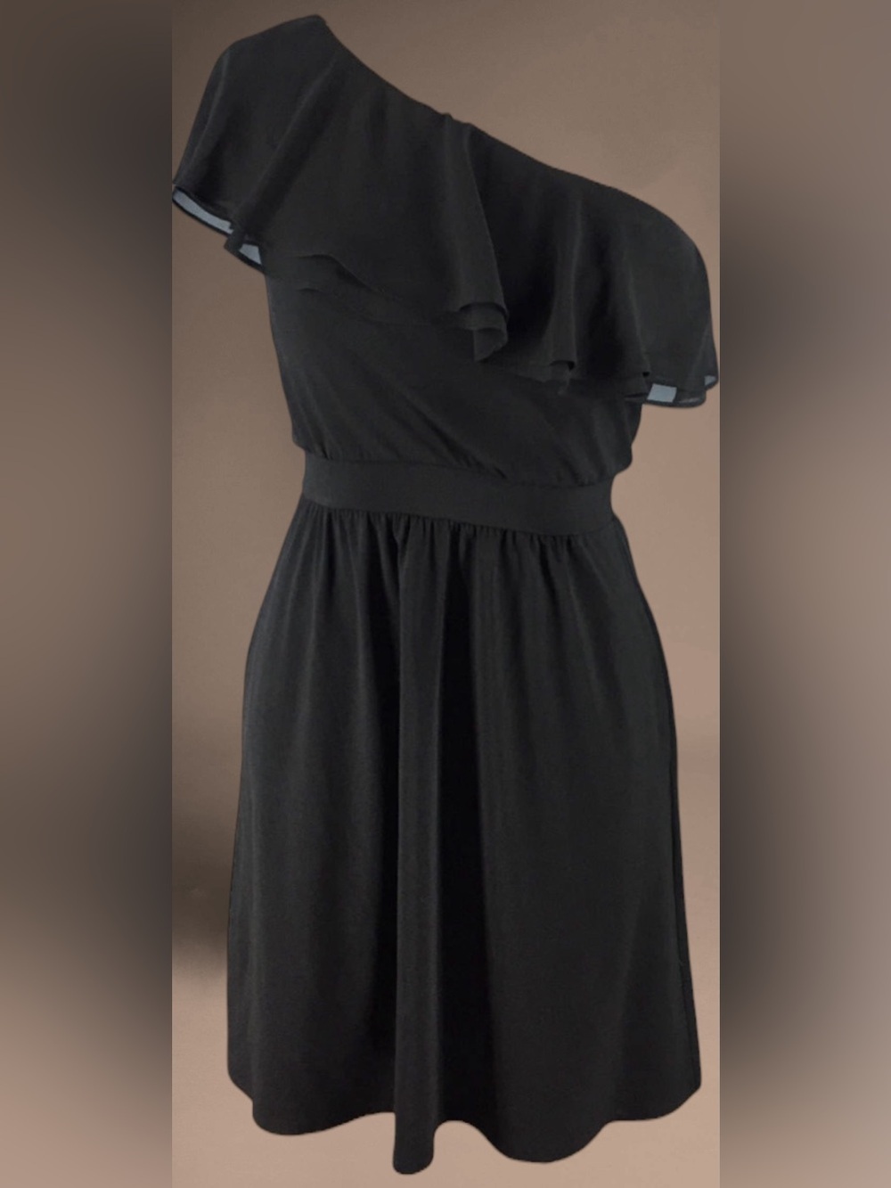 White House Black Market One-shoulder jersey cocktail dress Black Size 2 Pockets